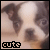 A pixelated dog face with brown and white fur appears in four , each displaying the word 'cute' at bottom left