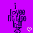 Pixelated purple background with dark purple text reading "I love you" and a small white heart symbol.