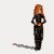 A pixelated figure with reddish-brown hair in a black outfit performs sequential poses against a white background with a gray shadow.