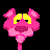 Pixelated pink cartoon panther head on black background with green text 'Original Icons .com' on right side of contact sheet.