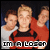 nine identical frames showing three people in a group photo with text "I'M A LOSER" at the bottom, one frame is blank