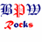 Pixelated text in red and blue on white background: "PDP" above "Rocks", with stylized letterforms.