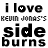 Pixelated black-and-white static image of text reading "i love KEVIN JONAS'S side burns" with heart symbols replacing the 'o' in 'love' and 'side'.