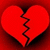 Red broken heart icon with text stating 'for every girl there is a boy with a glue gun' in pixelated red font on white background.