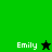 Green and black pixelated with four quadrants displaying 'Emily' text and star symbols in white, black, and green