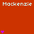 Red background with repeated white text "Mackenzie" and scattered purple heart icons in various quantities per