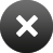 A circular dark gray icon with a white X symbol centered on a light gray background.