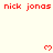 Red text 'nick jonas' repeated across a light background with red pixelated hearts appearing and disappearing in sequence.