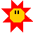 Two pixelated star-shaped icons with yellow circular faces, one red and one pink, each displaying different facial expressions against a gray background.