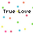 Pixelated text 'True Love' and 'has no age limits' appears over scattered colored squares on a white background.