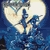 Pixelated image of a character in blue attire holding a sword-like object against a large moon and dark blue background.