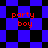 Blue and black checkered background with red text reading 'party boy' in four separate locations.