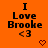 Orange background with black text reading "I Love Brooke <3" and two pixelated heart symbols below the text.