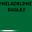 Green background with repeated 'PHILADELPHI>EAGLES' text in black pixelated font, two horizontal white bars visible.