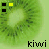 Four static views of a kiwi fruit slice with pixelated black and yellow squares in the top-left corner, each displaying 'kiwi' text below.