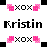 Static pixel art icon with pink and black elements on white background, featuring 'xox' symbols flanking the name 'Kristin'.
