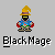 Pixelated character with yellow hat, blue robe, and red gloves, performing sequential fire animations against gray background.