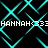 Cyan geometric lines form a shifting pattern over black background with repeated text "HANNAH<33HANNAH<33" in white pixelated font