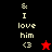 & I love him <3 with a red star on black background and a black star on red background.