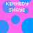 Pixelated pink background with blue circles and repeated white text "KENNEDY SHAYE" in four quadrants.