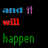Pixelated text fragments in blue, red, and green on black background with no visible animation changes.