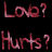 Pixelated static image of two lines of pink text on a black background with visible dithering and low-resolution rendering artifacts.