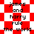 A pixelated animation cycles between two red-and-white checkered backgrounds with black text reading 'james and harry rule the world' on each frame.