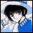 Anime character with black hair and blue eyes in blue outfit, next to text "Anime IM" and "com" on black background.