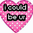A pink heart-shaped icon with white polka dots displays 'i could be ur' text over a colorful collage of animated characters and objects.