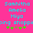 Pixelated cyan text on bright pink background with green and brown clover-like symbols below.