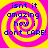Four identical pixelated spiral images with yellow and pink concentric rings, each containing blue text reading "isnt it amazing how i dont CARE!" on a bright yellow background.