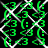 Green pixelated emoticons and symbols arranged in a repeating pattern with white diagonal lines overlaying the entire composition