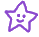 Two pixelated purple star-shaped icons with smiling faces and floating sparkles on a gray background, displayed as an animated contact sheet frame pair.