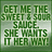 Green and gray pixelated image with text fragments: 'GET ME THE SWEET & SOUR SAUCE. SHE WANTS IT HER WAY!' on top left, 'Dane Cook' on top right, 'Is Love <3' on bottom left.