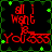 Pixelated red text "all I want is You" on black background with green star and diamond border, animated by shifting positions of stars.