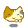 Pixelated cat face with brown, white, and gray patches in nine positions showing subtle pose changes