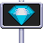 Pixelated icon set with four distinct static icons and three animated frames showing a character in motion against a red and blue background.