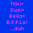 Blue background with pink text listing names and phrases in three , some highlighted yellow