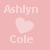 Pixelated pink background displays 'Ashlyn' above a heart symbol and 'Cole' below it in white text.