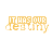 Yellow pixelated text 'IT HAS OUR DEBUT' repeated in a pattern on white background with one gray rectangle at bottom right