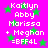 A static image with a bright pink background, green stars, and white text listing names and codes.