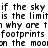 Pixelated text repeats across the image with visible errors in letterforms and spacing, showing partial phrases like 'if the sky' and 'footprints on the moon' on a white background.