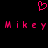 Pixelated pink heart symbol above pixelated text reading 'Mikey Mikey' on black background.