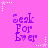 A static image with a bright pink background featuring repeated purple text "Seek For Ever" and white star-shaped decorations.