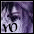 Pixelated purple-toned image of a figure with dark hair and light clothing, showing text 'YO' at bottom left in the first frame.
