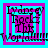Pixelated text and shapes in cyan and magenta with repeated 'Lydsy' and 'World' elements across four