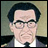 A 48x48 pixel buddy icon split into two sections: a cartoon-style portrait of a man with dark hair and glasses on the left, and stylized text reading "Anime IM" above smaller text "COM" on the right against a black background.