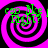 four identical animated spirals with pink and black stripes, each containing green text reading "can I be right?"