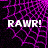 Pixelated purple web pattern with 'RAW!' text on black background, showing animation frame differences.