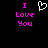 Pixelated text and heart symbol on black background with pink and white elements.